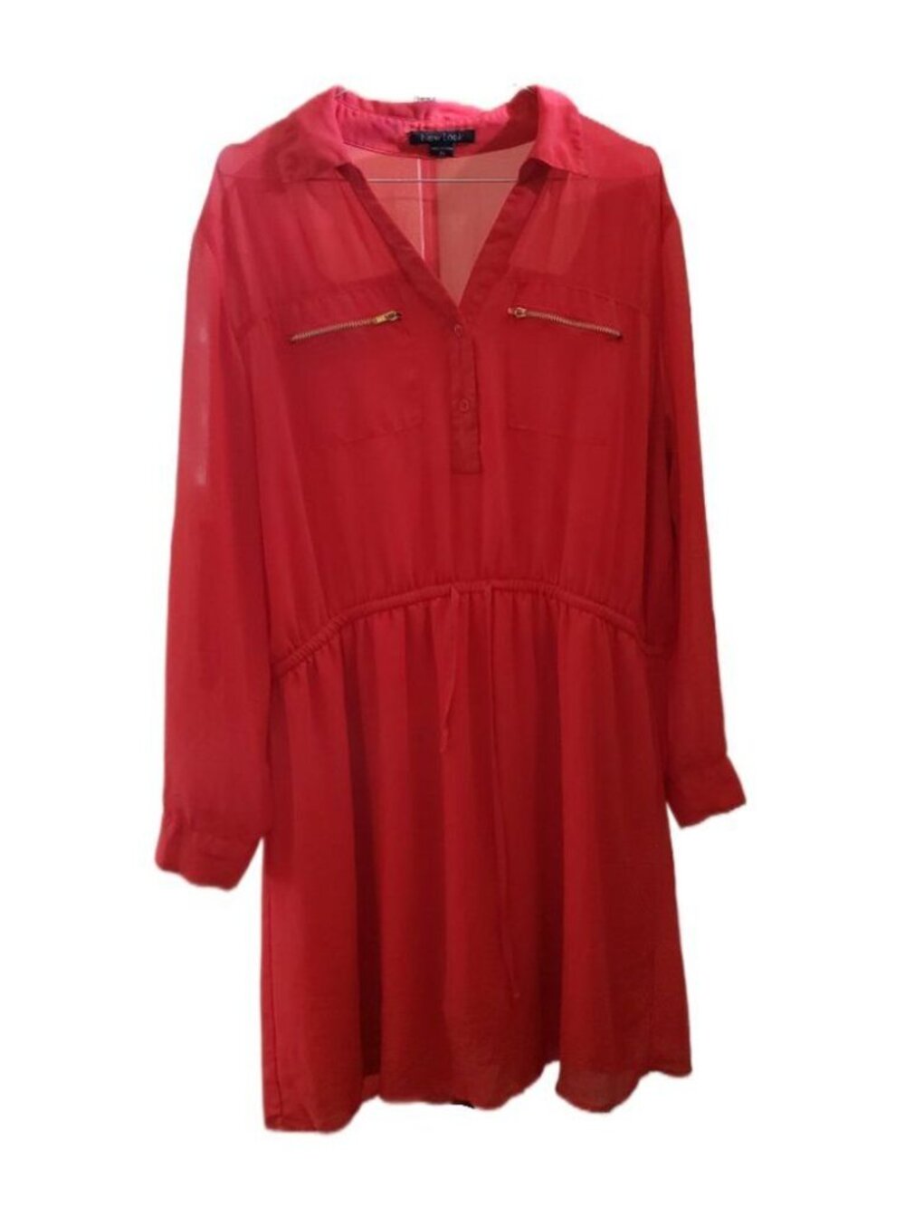 New Look Woman's Lightweight Orange Dress with Zip Pockets